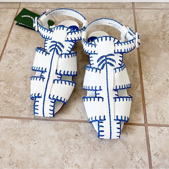 NEW Farm Rio Blue Palm Tree leather Sandal flats - Picture 4 of 8